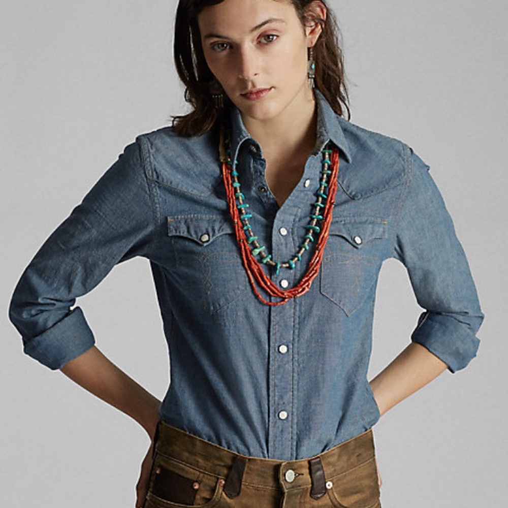 RRL Indigo Chambray Western Shitt